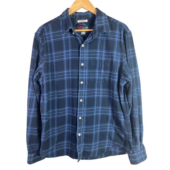 Upcycled Flannel Angry Birds game retro Plaid Blue Large - Picture 4 of 5